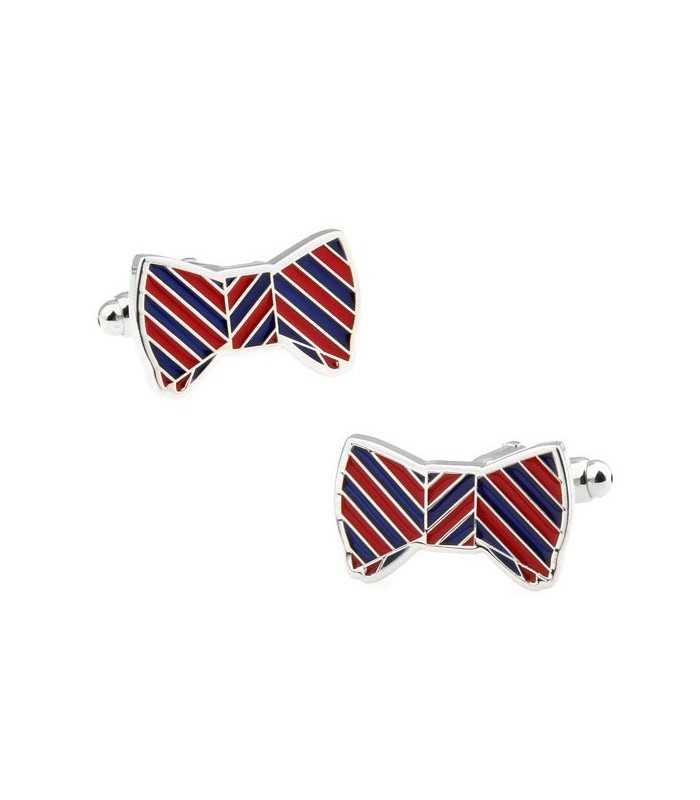 Gemelos de Camisa Pajarita Bow Tie Roja y Azul