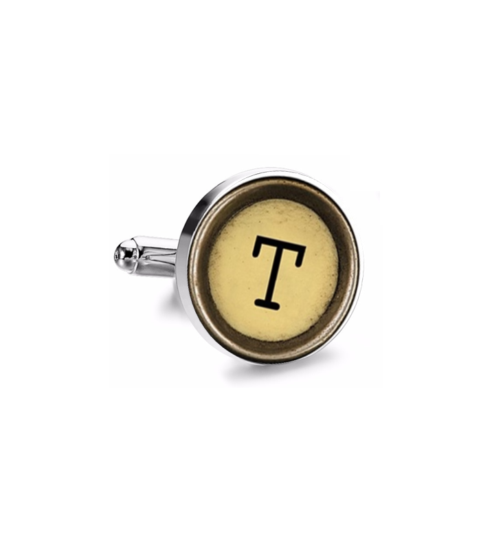 Gemelo de Camisa Magglass Boton de Maquina de Escribir Letra Letter T Mod 2 Medio Par