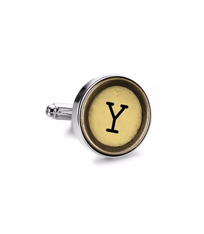 Gemelo de Camisa Magglass Boton de Maquina de Escribir Letra Letter Y Mod 2 Medio Par