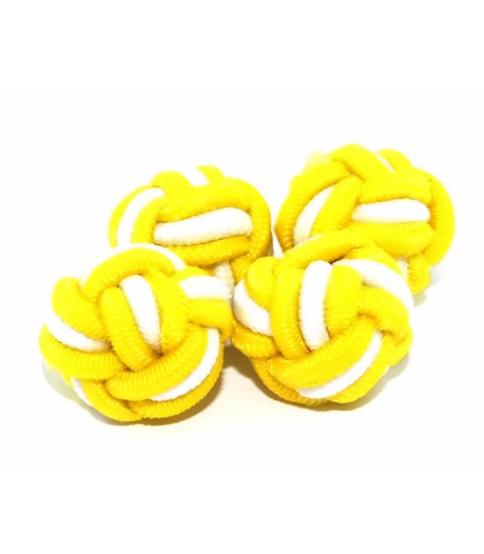 Gemelos Borla Bola Amarillo y Blanco