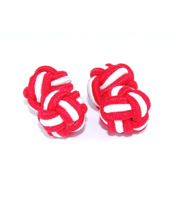 Gemelos Borla Bola Rojo y Blanco