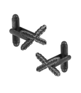 Gemelos de Camisa Aspa de Borgoña Cruz de San Andrés Acero 18mm