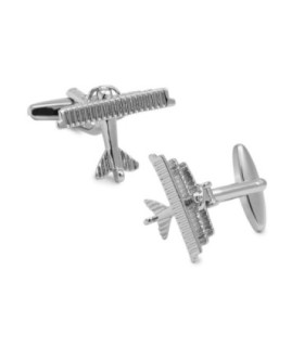 Gemelos de camisa Avión Triplano color plateado