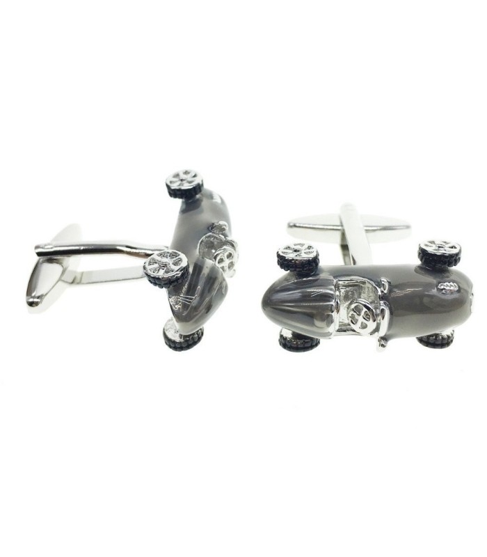 Gemelos de camisa Bolido cool retro style metallic silver motor racing car