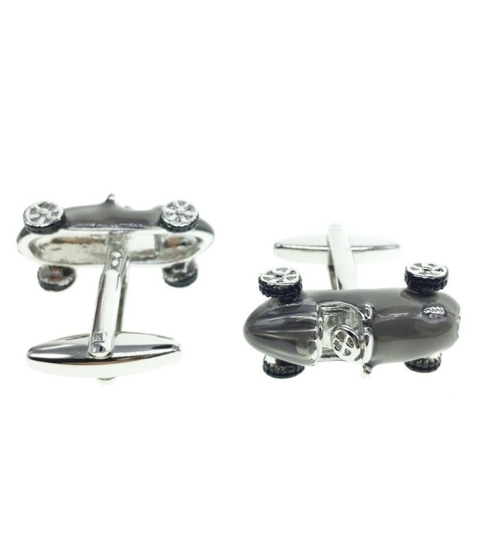 Gemelos de camisa Bolido cool retro style metallic silver motor racing car