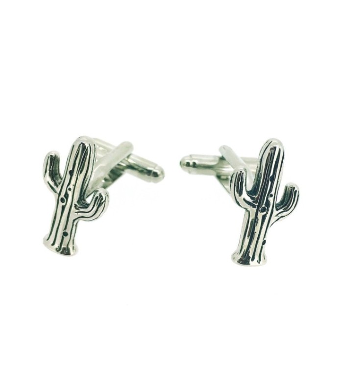 Gemelos de Camisa Cactus 3D Plateado