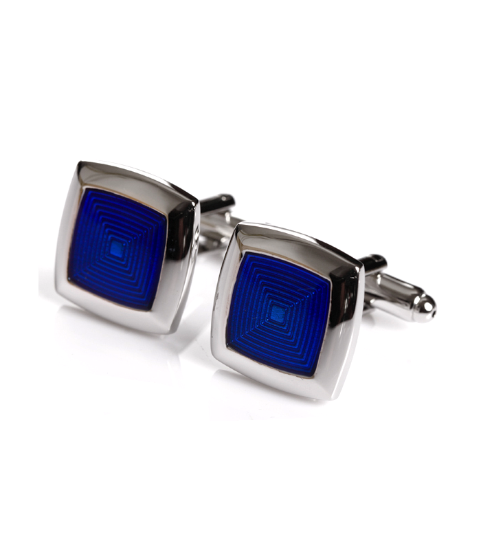 Gemelos de Camisa Concentric Blue Enamel Square