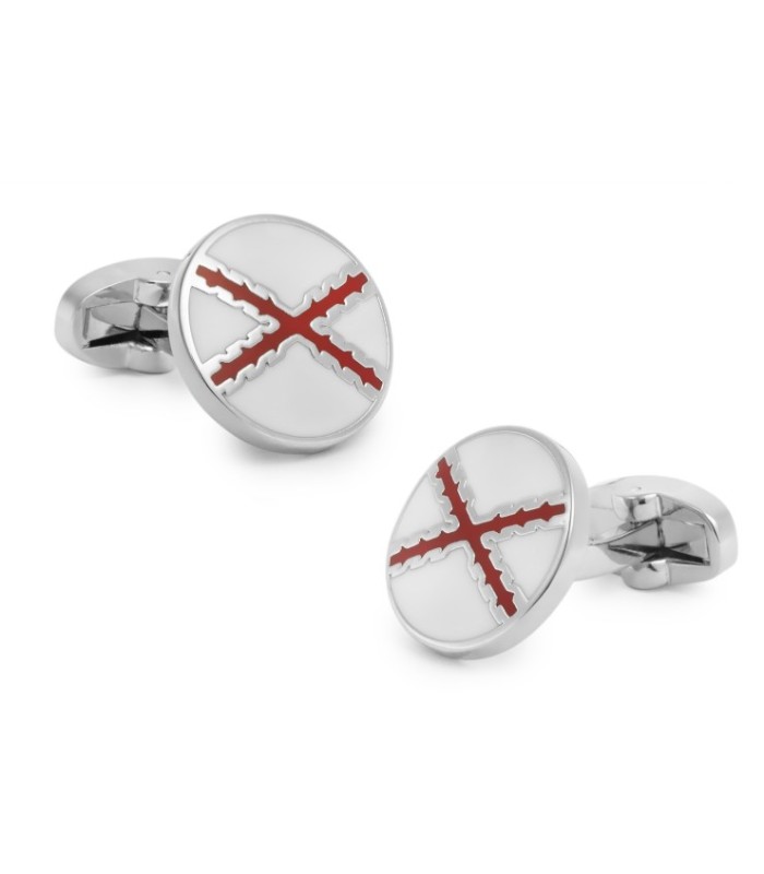 Gemelos de Camisa Cruz de Borgoña Redondo Esmaltado Cruz de San Andres