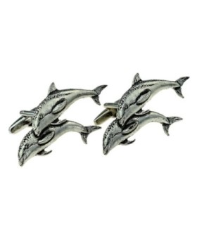 Gemelos de Camisa Delfines SaltandoTwin Leaping Dolphins Pewter Cufflinks 50mm