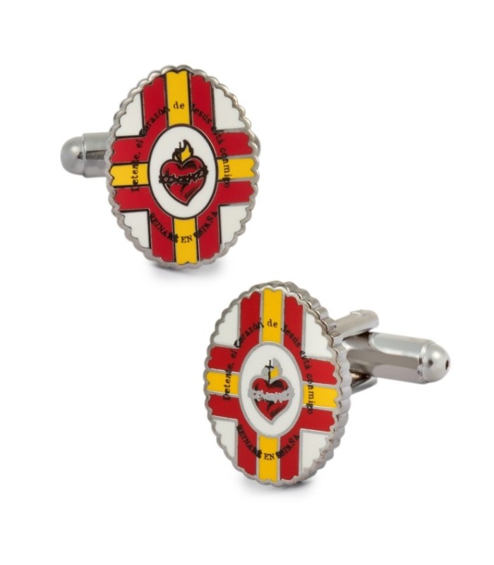 Gemelos de Camisa Detente de Bala Carlista Sagrado Corazon de Jesus 17x13mm