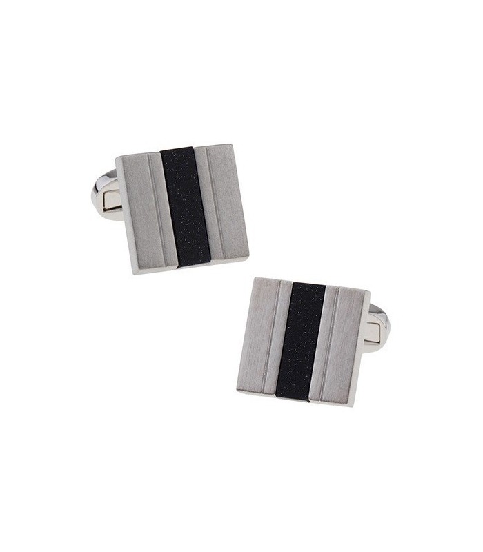 Gemelos de Camisa Diseño Cuadrado Linea Negra 17x17mm