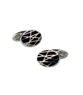 Gemelos de Camisa Diseño Redondeado con Lineas Plated 18x13mm