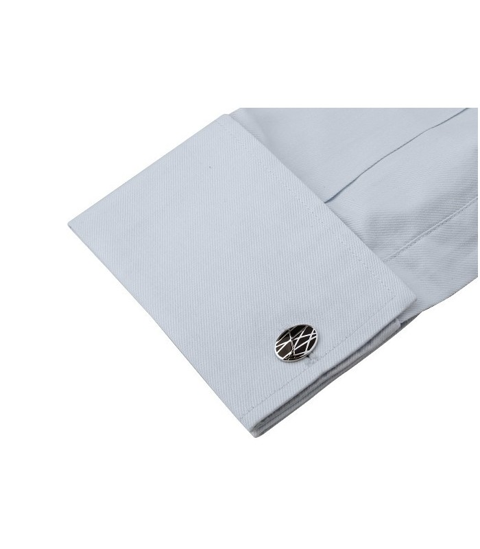 Gemelos de Camisa Diseño Redondeado con Lineas Plated 18x13mm