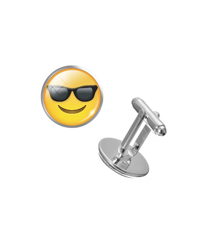 Gemelos de Camisa Emoticono Whatsapp Cara con Gafas de Sol