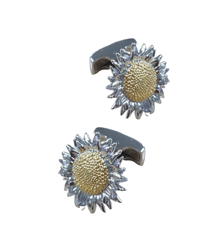 Gemelos de Camisa Girasol Plateado 15mm