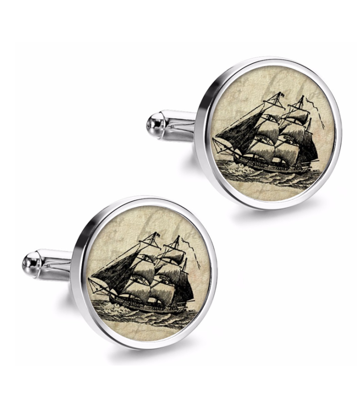 Gemelos de Camisa Magglass Grabados Barcos Nº8 16mm