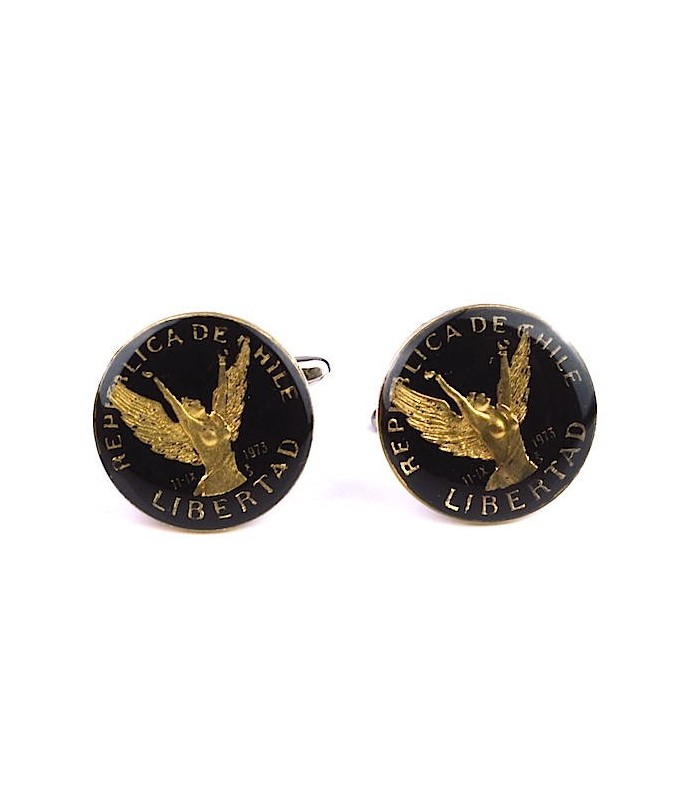 Gemelos de Camisa Moneda Chile 5 Pesos Libertad