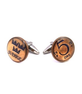 Gemelos de Camisa Moneda Suecia 5 ORE Años 70