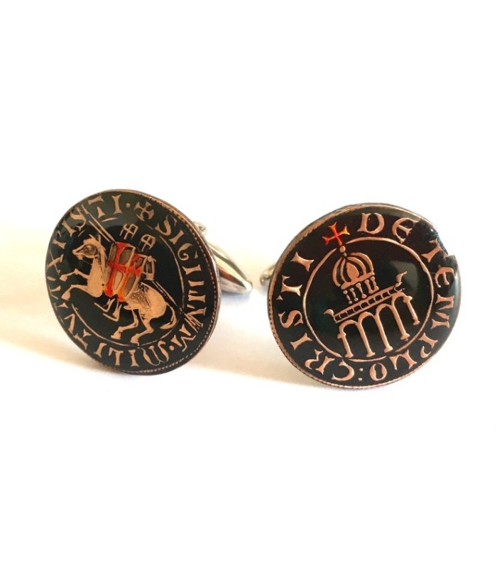 Gemelos de Camisa Moneda Templarios Sello de los Soldados de Cristo Sigillum Militum Xpisti