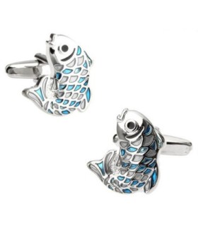 Gemelos de Camisa Pez Escamas de Tonos Azules