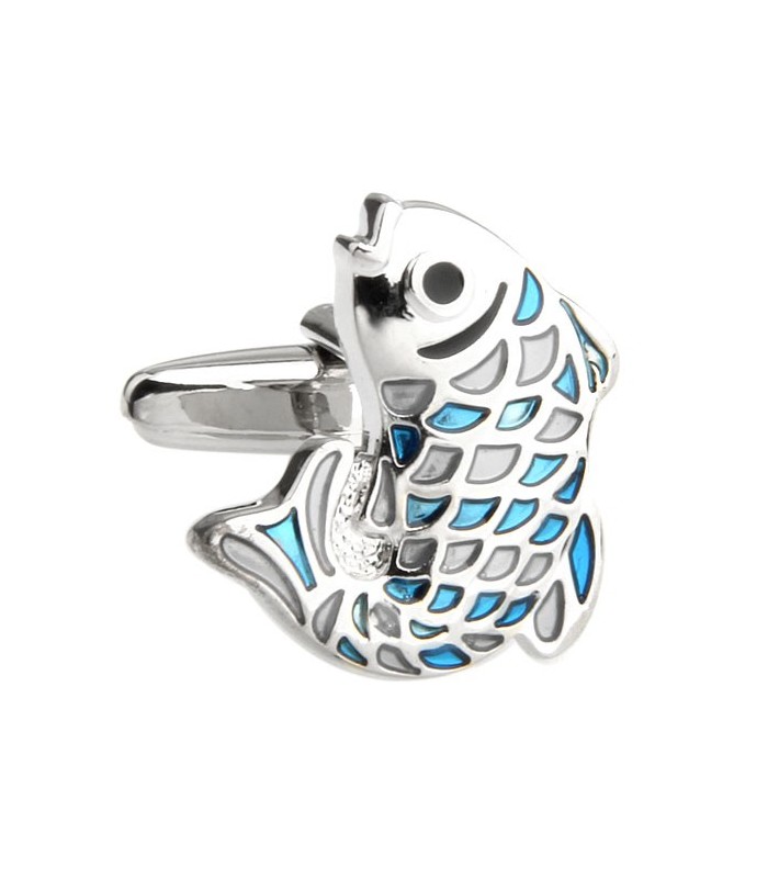 Gemelos de Camisa Pez Escamas de Tonos Azules