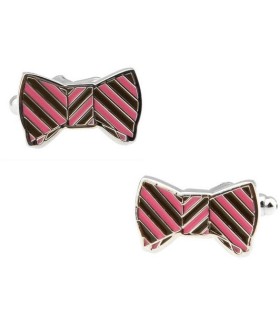 Gemelos de Camisa Pink   Brown Bow Tie