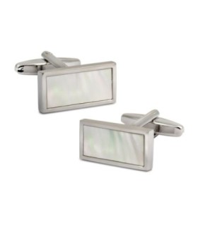 Gemelos de Camisa Plain White Nacared 21x11mm