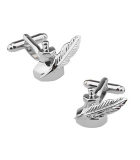 Gemelos de camisa Pluma y Tintero en 3D color plateado
