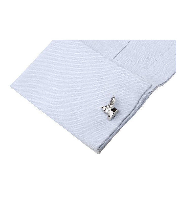 Gemelos de camisa Pluma y Tintero en 3D color plateado