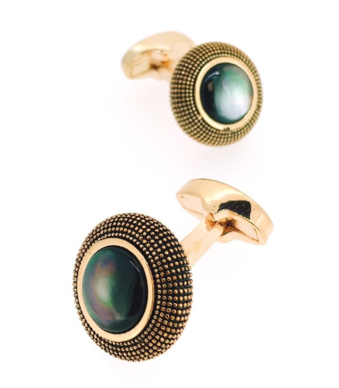 Gemelos de Camisa Rawjco Life Black Nacar and Rose Gold