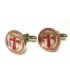 Gemelos de Camisa Redondos con Escudo Cruz Templaria en Rojo