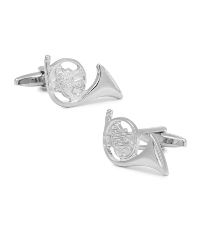 Gemelos de Camisa Trompeta Francesa Plateada 23x12mm