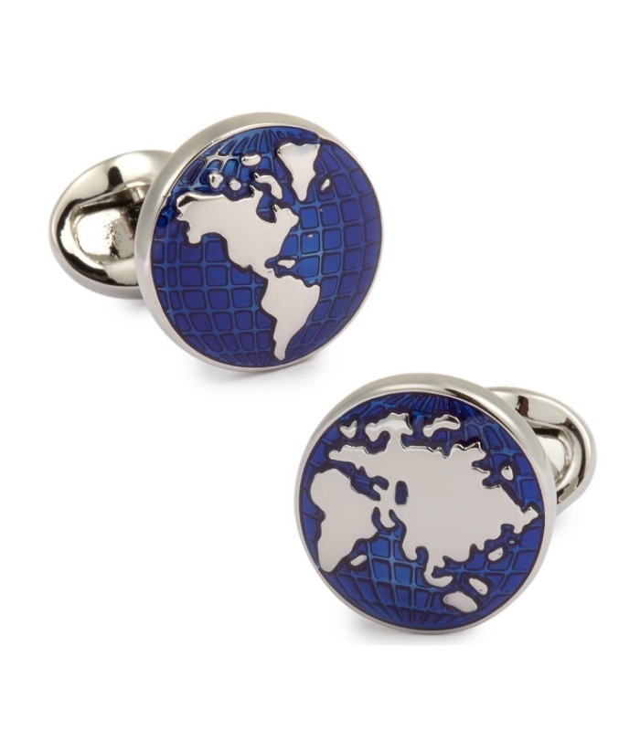 Gemelos de Camisa World Planet Plated Blue 17mm