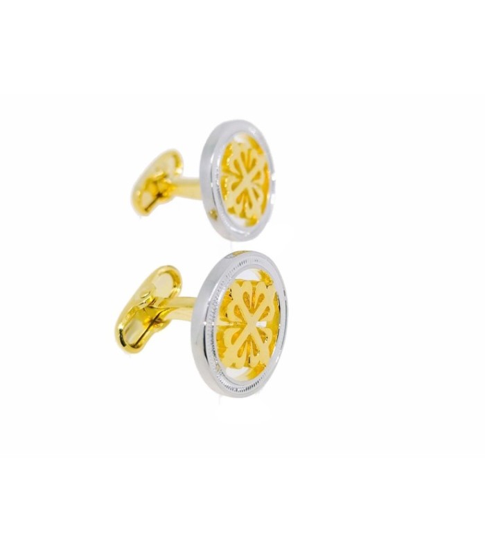 Gemelos de la Cruz de Alcántara en Dorado con detalles en Plateado - 20mm