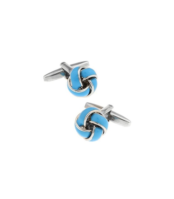 Gemelos de Nudo Esmaltado Azul Cielo