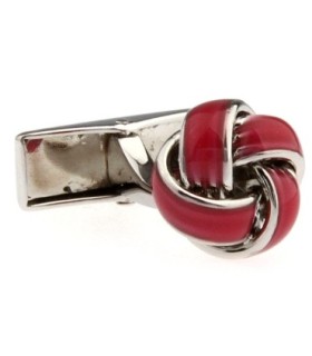 Gemelos de Nudo Esmaltado Rosa Rallado