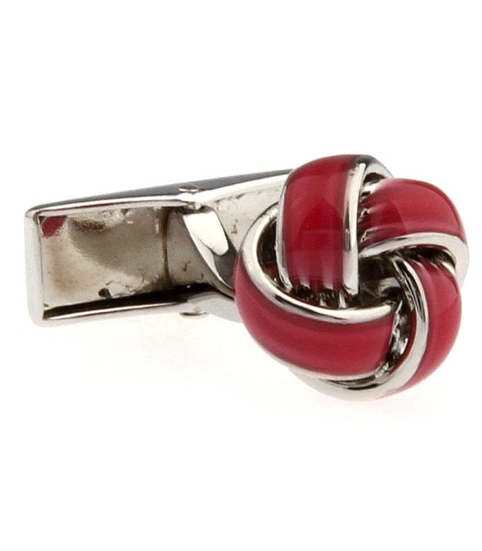 Gemelos de Nudo Esmaltado Rosa Rallado