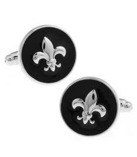 Gemelos Flor de Lys Rounded Black