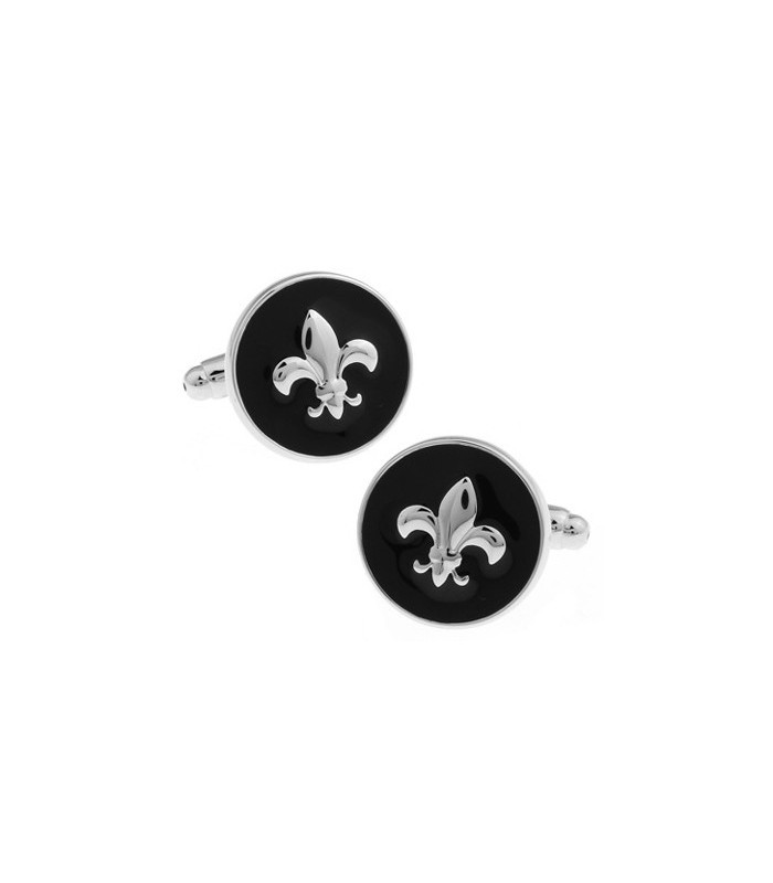 Gemelos Flor de Lys Rounded Black