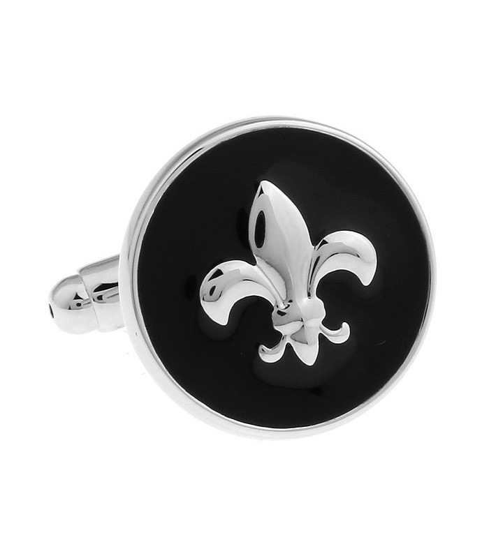 Gemelos Flor de Lys Rounded Black