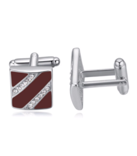 Gemelos para Boda Burgundy Crystal Stripes Cufflinks