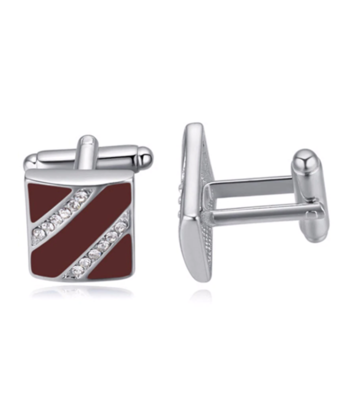 Gemelos para Boda Burgundy Crystal Stripes Cufflinks