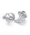 Gemelos para Boda Elegant Round Crystal Steel Plated Cufflinks