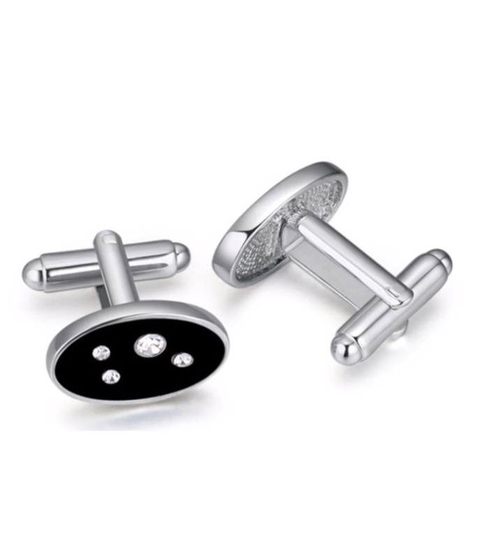 Gemelos para Boda Oval Crystal Black Cufflinks