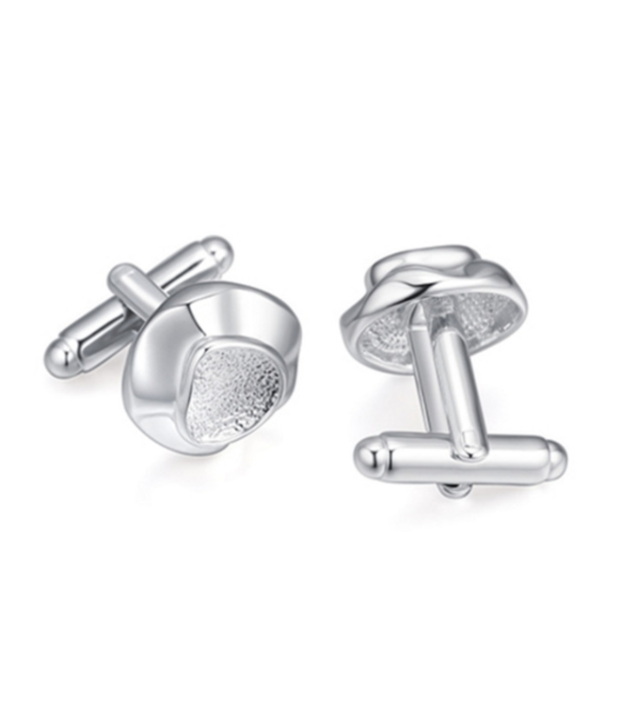 Gemelos para Boda Plain Heart Rounded Steel Plated Cufflinks