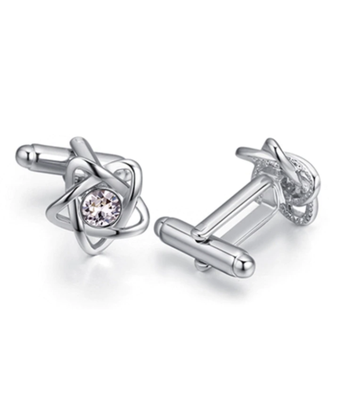 Gemelos para Boda Star Crystal Steel Plated Cufflinks