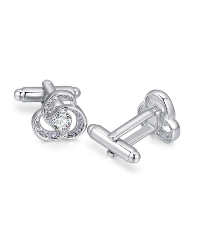Gemelos para Boda Triskel Crystal Steel Plated Cufflinks