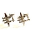 Gemelos para camisa Avión Militar Plateado