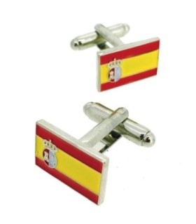 Gemelos para Camisa Bandera de Guerra y pabellón Nacional Español Plateado de 1785-1931