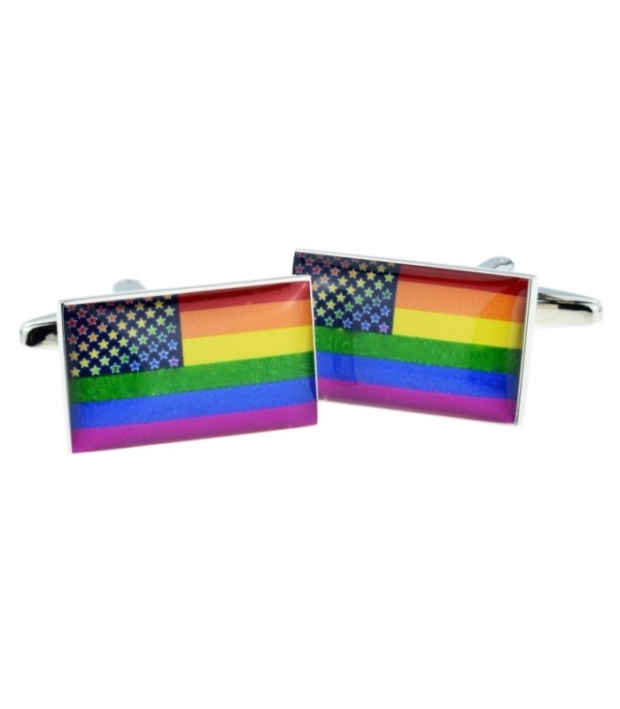 Gemelos para camisa Bandera de los Estados Unidos de América LGTBI